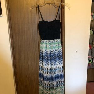 Beachy Blue/White/Green Maxi Dress